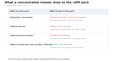 What a concentrated cleaner does to the refill pack itself
