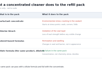 What a concentrated cleaner does to the refill pack itself What a concentrated cleaner does to the refill pack itself